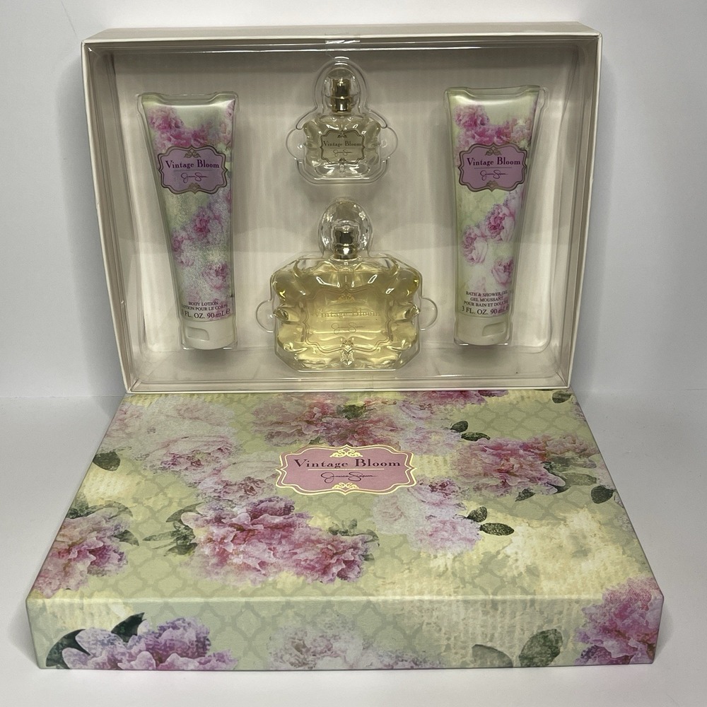 Jessica Simpson VINTAGE BLOOM 3.4 oz edp + .25 oz Mini, Lotion, Gel 4pc Gift Set